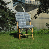 Saint Tropez French Bistro Rattan Chair - Basket - Navy Blue/White