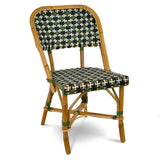 Biarritz French Bistro Rattan Chair - Crosses - Green/Black/White