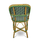 Biarritz French Bistro Rattan Chair - Crosses - Green/Black/White