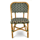 Biarritz French Bistro Rattan Chair - Crosses - Green/Black/White