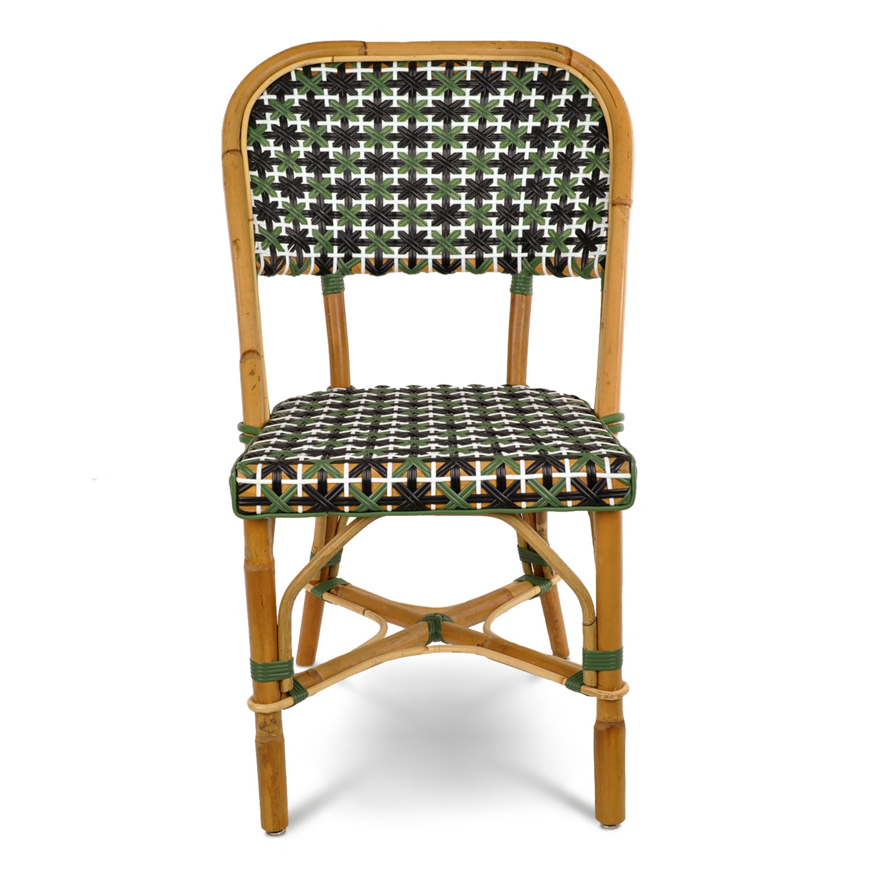 Biarritz French Rattan Bistro Chair - Arrows with Stripes - Green