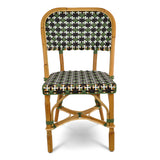 Biarritz French Bistro Rattan Chair - Crosses - Green/Black/White