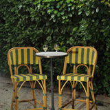 Valence French Bistro Rattan Bar Chair - Arrows with Stripes - Yellow/Green/Gold