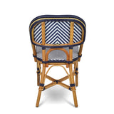 Valence French Bistro Rattan Chair - Herringbone - Navy Blue/White - Simple Weave - Navy Blue