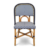 Valence French Bistro Rattan Chair - Herringbone - Navy Blue/White - Simple Weave - Navy Blue