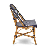 Valence French Bistro Rattan Chair - Herringbone - Navy Blue/White - Simple Weave - Navy Blue