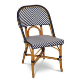 Valence French Bistro Rattan Chair - Herringbone - Navy Blue/White - Simple Weave - Navy Blue