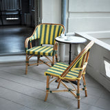 Cannes French Bistro Rattan Armchair - Arrows with Stripes - Green/Yellow/Or