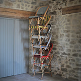 Lyon French Bistro Rattan Chair - Squares, Small - White/Navy Blue