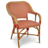 Cannes French Bistro Rattan Armchair - Reversed Diamonds, Large - Gold/Red