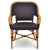 Cannes French Bistro Rattan Armchair - Squares, Small - Black/Black