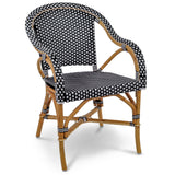 Paris French Bistro Rattan Armchair - Squares, Small - Black/White - Multi-Weave - Black/White
