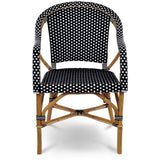 Paris French Bistro Rattan Armchair - Small Squares - Black/White