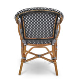 Paris French Bistro Rattan Armchair - Small Squares - Black/White