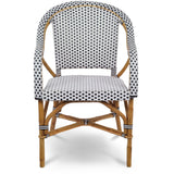 Paris French Bistro Rattan Armchair - Squares, Small - White/Navy Blue - Multi-Weave - White/Navy Blue