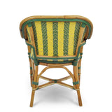 Cannes French Bistro Rattan Armchair - Arrows with Stripes - Green/Yellow/Or