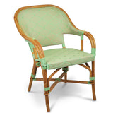Cannes French Bistro Rattan Armchair - Honeycomb - Jade/Pink