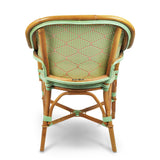Cannes French Bistro Rattan Armchair - Honeycomb - Jade/Pink