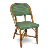 Biarritz French Rattan Bistro Chair - Squares, Fine - Green/Creme