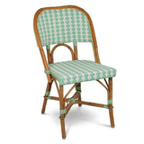 Valence French Rattan Bistro Chair - Vertical - Jade/Silver/White