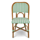 Valence French Rattan Bistro Chair - Vertical - Jade/Silver/White