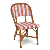 Biarritz French Rattan Bistro Chair - Arrows with Stripes - Pink/White