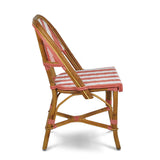 Biarritz French Rattan Bistro Chair - Arrows with Stripes - Pink/White