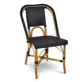 Lyon French Rattan Bistro Chair - Squares, Small - Black/Black - Multi-Weave - Black/Black