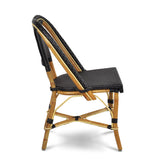 Lyon French Rattan Bistro Chair - Squares, Small - Black/Black - Multi-Weave - Black/Black