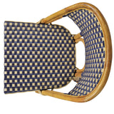 Valence French Rattan Bistro Chair - Squares, Large - Navy Blue/Gold