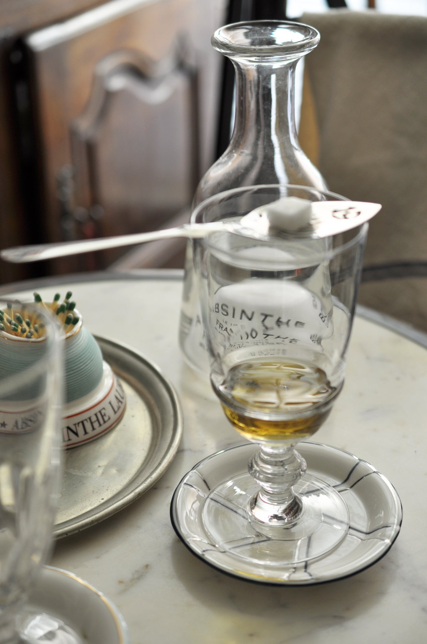 Verre à Absinthe Cordon Français – Cristal Fait Main Authentique Avec Décor Traditionnel