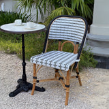 Valence French Bistro Rattan Chair - Vertical - White/Silver/Black - Simple Weave - Black