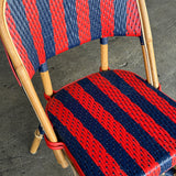 Biarritz French Bistro Rattan Chair - Arrows with Stripes - Navy Blue/Red