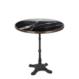 Black Round Ceramic French Bistro Table, 28" Diameter