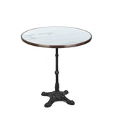 White Round Ceramic French Bistro Table, 28" Diameter