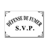 Défense de Fumer S.V.P. (No Smoking, Please) French Enamel Plaque, Large