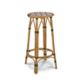 Valence French Bistro Rattan Bar Stool - Flowers - White/Orange/Green