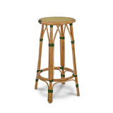 Valence French Bistro Rattan Bar Stool - Interweaved - Yellow/Green/Gold