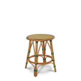 Valence French Bistro Rattan Short Stool - Basket - Yellow/Green/Gold