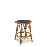 Valence French Bistro Rattan Short Stool - Small Inverted Diamonds - Black/White