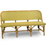 Lyon French Bistro Rattan Banquette/Bench, 3-Seater - Vertical Pattern - Green/Yellow/Gold