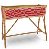 Lyon French Bistro Rattan Planter with Stand (Flower Box) - Diamonds, Small - Red/White