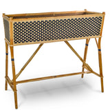 Lyon French Bistro Rattan Planter with Stand (Flower Box) - Squares, Large - Gold/Black