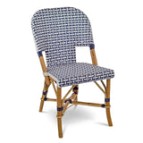 Saint Tropez French Bistro Rattan Chair - Basket - Navy Blue/White