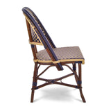 Valence French Bistro Rattan Chair - Large Squares - Navy Blue/Gold - Stained
