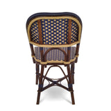 Valence French Bistro Rattan Chair - Large Squares - Navy Blue/Gold - Stained