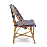 Lyon French Bistro Rattan Chair - Squares, Small - Navy Blue/White - Multi-Weave - Navy Blue/White
