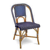 Lyon French Bistro Rattan Chair - Squares, Small - Navy Blue/White - Multi-Weave - Navy Blue/White