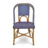 Lyon French Bistro Rattan Chair - Squares, Small - Navy Blue/White - Multi-Weave - Navy Blue/White