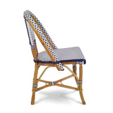 Lyon French Bistro Rattan Chair - Squares, Small - White/Navy Blue - Multi-Weave - White/Navy Blue